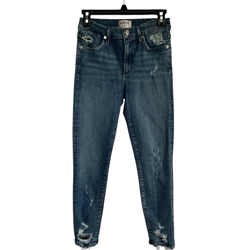 AGOLDE  Los Angeles Premium Womens 27 Measures 26 Distressed Medium Wash Jeans